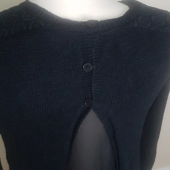 Lucky Brand lace sweater with  sheer underlay and open back - Picture 5 of 7